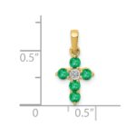 10K Emerald and Diamond Cross Pendant - Image 4
