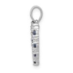 14k White Gold Diamond and Sapphire Heart Pendant - Image 2