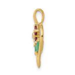 14k Siam Ruby/Emerald/Diamond Flower in Heart Pendant - Image 2
