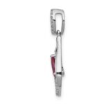 14k White Gold Diamond and 6x4mm Pear Ruby Teardrop Dangle Pendant - Image 2