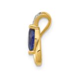 14k Diamond and .28 Marquise Sapphire Teardrop Chain Slide - Image 2