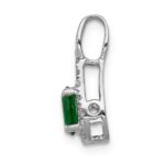 14k White Gold Diamond and Oval Emerald Teardrop Halo Pendant - Image 2