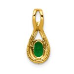 14k Diamond and Oval Emerald Teardrop Halo Pendant - Image 3
