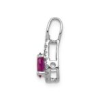 14k White Gold Diamond and .50 Oval Ruby Teardrop Halo Pendant - Image 2