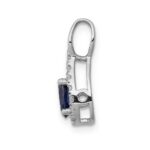 14k White Gold Diamond and Oval Sapphire Teardrop Halo Pendant - Image 2