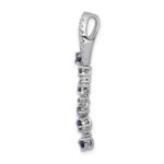 14k White Gold 1/5 carat Lab Grown Diamond VS/SI+ G+ and Lab Created Blue Sapphire Slide Pendant - Image 2