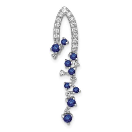 14k White Gold 1/5 carat Diamond and .36 Sapphire Slide Fits up to 2mm Regular/3mm Fancy or Reversible Omega