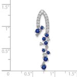 14k White Gold 1/5 carat Lab Grown Diamond VS/SI+ G+ and Lab Created Blue Sapphire Slide Pendant - Image 4