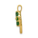 14k Lab Created Heart Emerald and Diamond Four Leaf Clover Pendant - Image 2