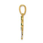 14k Polished Lab Created Emerald and Diamond Tree Pendant - Image 2