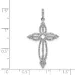 14k White Gold 1/3 carat Diamond Fancy Cross Pendant - Image 4