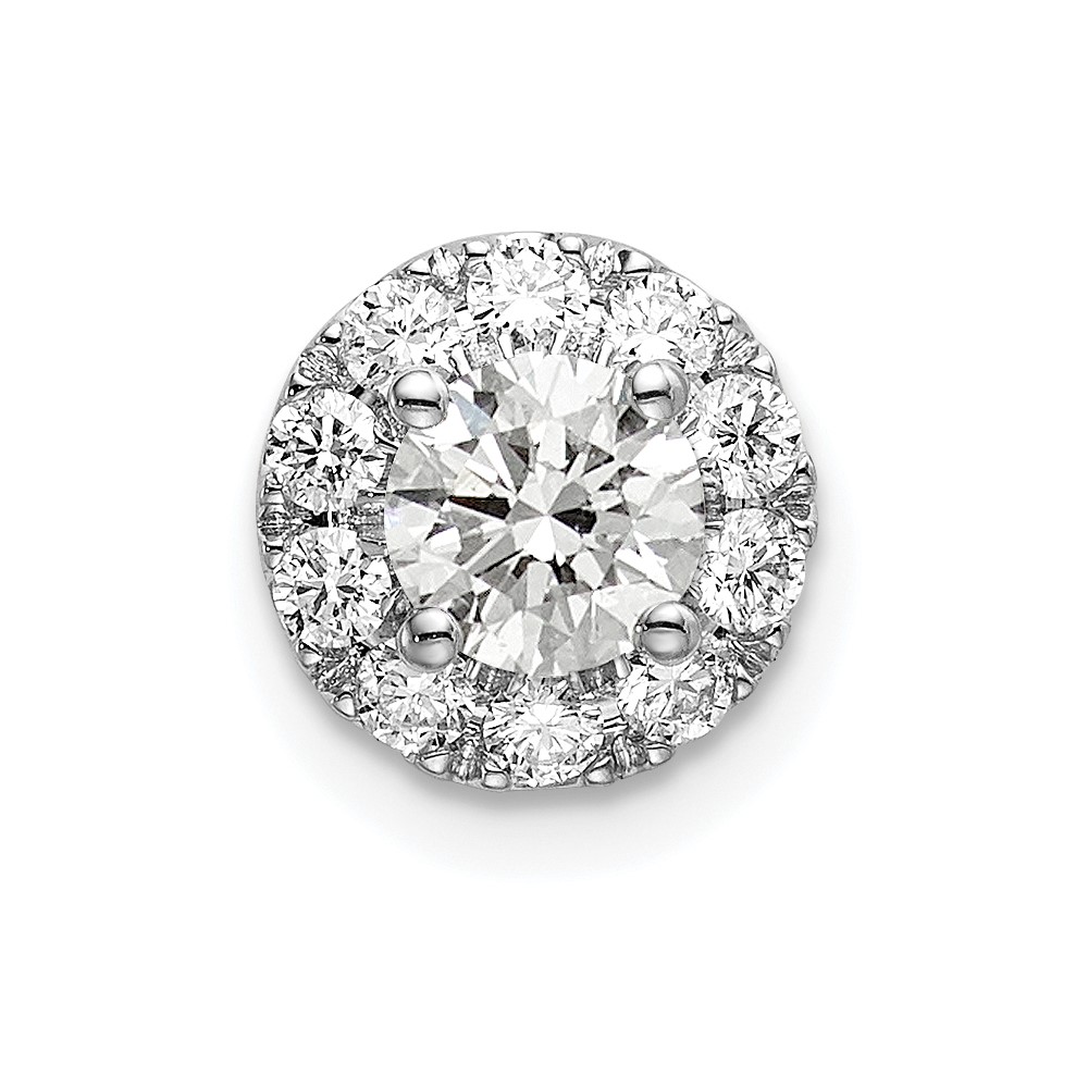 PM6635-075-WAA.jpg 14k White Gold 3/4 carat Lab Grown Diamond VS/SI+ G+ Round Halo Chain Slide Pendant - Image 1