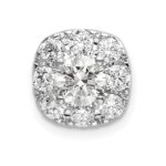 14k White Gold 1 carat Lab Grown Diamond VS/SI+ G+ Complete Cushion Halo Chain Slide Pendant