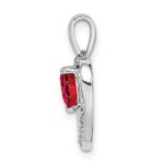 14k White Gold Ruby and Diamond Heart Pendant - Image 2