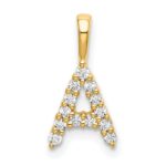 14k 1/8 carat Lab Grown Diamond VS/SI+ G+ Complete Letter A Initial Pendant