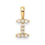14k 1/10 carat Lab Grown Diamond VS/SI+ G+ Complete Letter I Initial Pendant