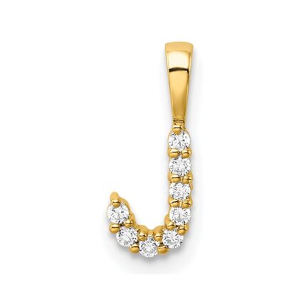 14k 1/10 carat Lab Grown Diamond VS/SI+ G+ Complete Letter J Initial Pendant