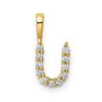 14k 1/8 carat Lab Grown Diamond VS/SI+ G+ Complete Letter U Initial Pendant