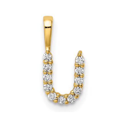 14k 1/8 carat Lab Grown Diamond VS/SI+ G+ Complete Letter U Initial Pendant
