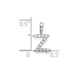14k White Gold 1/8 carat Lab Grown Diamond VS/SI+ G+ Complete Letter Z Intitial Pendant - Image 4
