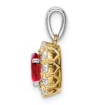 14k Two-tone Oval Ruby and Diamond Halo Pendant - Image 2