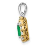 14k Two-tone Pear Emerald and Diamond Halo Pendant - Image 2