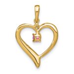 14k Lab Created Pink Sapphire and Diamond Heart Pendant - Image 4