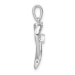 14k White Gold Lab Created Opal and Diamond Heart Pendant - Image 2