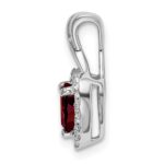 14k White Gold Garnet and Diamond Halo Heart Pendant - Image 2