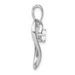 14k White Gold Lab Created Opal Heart Pendant - Image 2