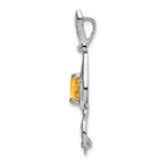 14k White Gold 6mm Heart Citrine and Diamond Cat Chain Slide - Image 2