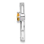 14k White Gold 4mm Square Citrine and Diamond Cross Chain Slide - Image 2