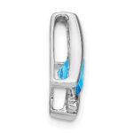 14k White Gold 6mm Cushion Blue Topaz and Diamond Chain Slide - Image 2