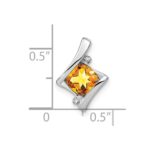 14k White Gold 6mm Cushion Citrine and Diamond Chain Slide - Image 3