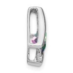 14k White Gold 6mm Cushion Mystic Fire Topaz and Diamond Pendant - Image 2