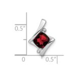 14k White Gold 6mm Cushion Garnet and Diamond Chain Slide - Image 3