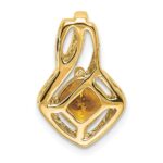 14k 6mm Cushion Citrine and Diamond Chain Slide - Image 4
