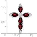 10K White Gold Garnet and Diamond Cross Chain Slide - Image 3