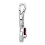 14k White Gold 6x4mm Oval Garnet and Diamond Swirl Chain Slide - Image 2