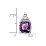 14k White Gold 8mm Cushion Amethyst and Diamond Chain Slide - Image 3