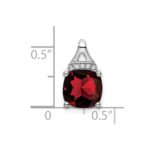 14k White Gold 8mm Cushion Garnet and Diamond Chain Slide - Image 3