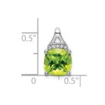 14k White Gold 8mm Cushion Peridot and Diamond Chain Slide - Image 3