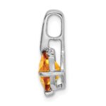 14k White Gold 7mm Cushion Citrine and Diamond Pendant - Image 2