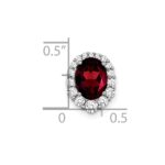 14k White Gold 8x6mm Oval Garnet and Diamond Halo Chain Slide - Image 2