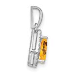 14k White Gold 7x5mm Pear Citrine and Diamond Halo Pendant - Image 2