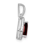 14k White Gold 7x5mm Pear Garnet and Diamond Halo Pendant - Image 2