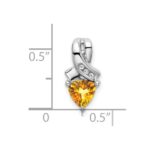 14k White Gold 6mm Trillion Citrine and Diamond Chain Slide - Image 3