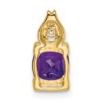14k 6mm Cushion Amethyst and Diamond Chain Slide - Image 4