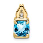 14k 6mm Cushion Blue Topaz and Diamond Chain Slide