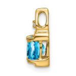 14k 6mm Cushion Blue Topaz and Diamond Chain Slide - Image 2